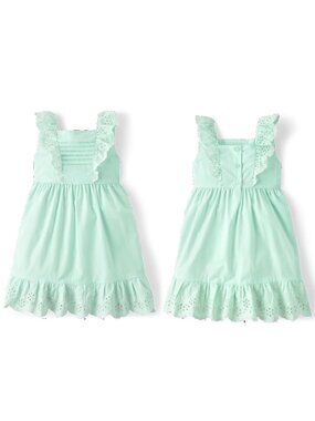 Gymboree	Aqua Eyelet Lace Pintuck Eyelet Ruffle Dress Signs of Spring size 5T
